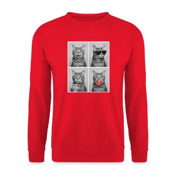 Katzen Graue Tabby Katze - Unisex Pullover - Rot - Vorne - Alina (178cm) & Michal (187cm)