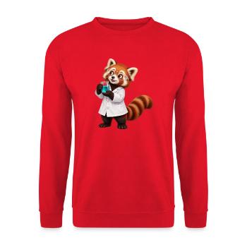 Roter Panda-Wissenschaftler mit Becher - Unisex Pullover - Rot - Vorne - Alina (178cm) & Michal (187cm)