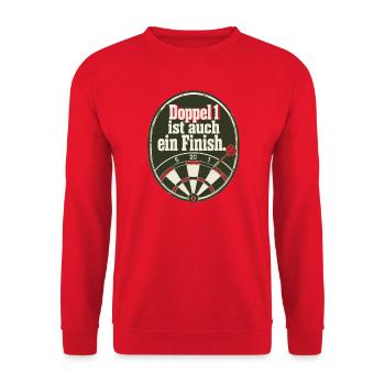 Doppel 1 ist auch ein Finish Vintage Darts Schild - Unisex Pullover - Rot - Vorne - Alina (178cm) & Michal (187cm)