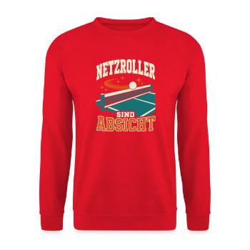 Netzroller sind Absicht – Lustiges Tischtennis - Unisex Pullover - Rot - Vorne - Alina (178cm) & Michal (187cm)