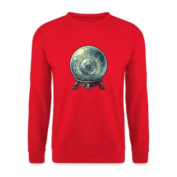 Das Spinnennetz in der Kristallkugel - Unisex Pullover - Rot - Vorne - Alina (178cm) & Michal (187cm)