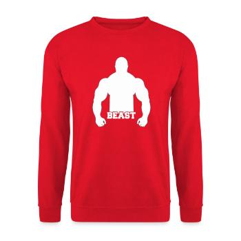 Beast Kraftsilhouette Druck - Unisex Pullover - Rot - Vorne - Alina (178cm) & Michal (187cm)