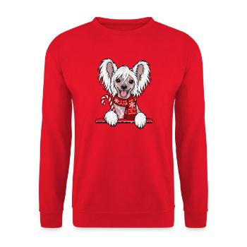 Weihnachten Chinesischer Schopfhund - Unisex Pullover - Rot - Vorne - Alina (178cm) & Michal (187cm)
