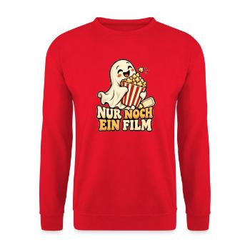 Popcorngeist beim Filmabend - Unisex Pullover - Rot - Vorne - Alina (178cm) & Michal (187cm)