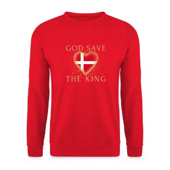 God save the King Frederik X Dänemark - Unisex Pullover - Rot - Vorne - Alina (178cm) & Michal (187cm)