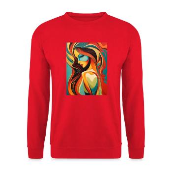 A beautiful abstract portrait - Unisex Sweatshirt - red - Front - Alina (178cm) & Michal (187cm)