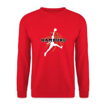 Hamburg, meine Stadt! - Unisex Pullover - Rot - Vorne - Alina (178cm) & Michal (187cm)