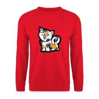 Drôle de chaton mignon. Charmant chaton qui rit. Miaou. - Sweat-shirt Unisexe - rouge - Devant - Alina (178cm) & Michal (187cm)