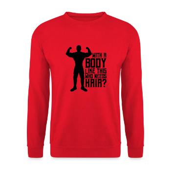 Qui a besoin de cheveux en disant - Sweat-shirt Unisexe - rouge - Devant - Alina (178cm) & Michal (187cm)