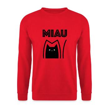 Miau_Katze - Unisex Pullover - Rot - Vorne - Alina (178cm) & Michal (187cm)
