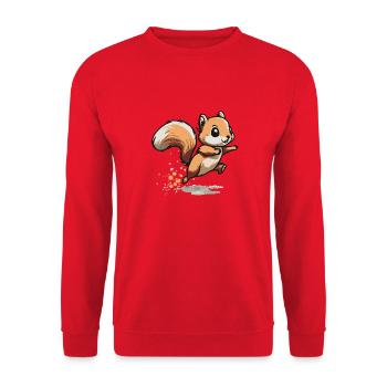 Eichhoernchen Squrirrel Comic Cute Kawaii 12 - Unisex Pullover - Rot - Vorne - Alina (178cm) & Michal (187cm)