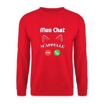 Je n'ai pas le Temp - Mon Chat m'appelle - Sweat-shirt Unisexe - rouge - Devant - Alina (178cm) & Michal (187cm)