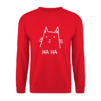 Funny Cat Gift Haha Humor - Unisex Sweatshirt - red - Front - Alina (178cm) & Michal (187cm)