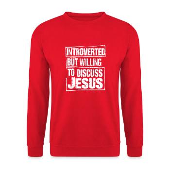 Faith for introverts - Unisex Sweatshirt - red - Front - Alina (178cm) & Michal (187cm)
