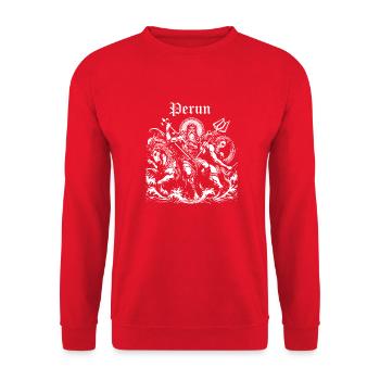 Perun - Slowakischer Gott des Feuers - Unisex Pullover - Rot - Vorne - Alina (178cm) & Michal (187cm)