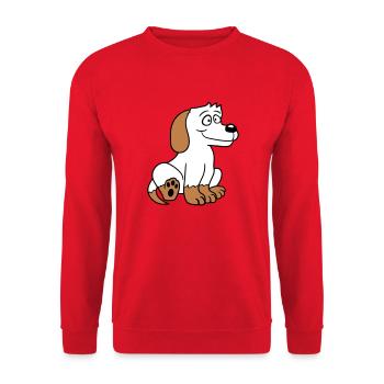 chien assis mignon petit chiot heureux animal de compagnie - Sweat-shirt Unisexe - rouge - Devant - Alina (178cm) & Michal (187cm)