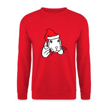 Bunny Santa Claus Christmas Hat Hat Gift - Unisex Sweatshirt - red - Front - Alina (178cm) & Michal (187cm)