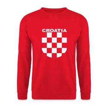 Croatia, Kroatien, hrvatska, Sahovnica, Wappen, Gr - Unisex Pullover - Rot - Vorne - Alina (178cm) & Michal (187cm)