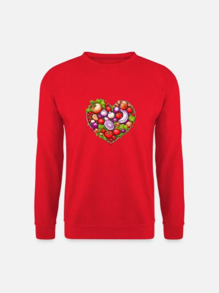 Gemüseherz, Gemüse, Herz, Salat, Tomaten - Unisex Pullover - Rot