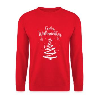 Frohe Weihnachten - Unisex Pullover - Rot - Vorne - Alina (178cm) & Michal (187cm)