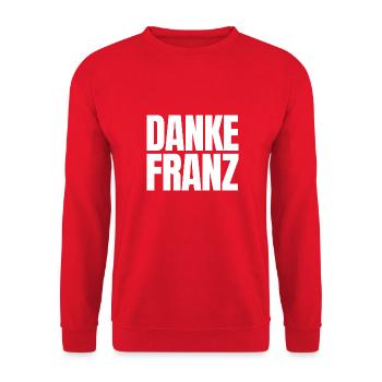 Wir sagen Danke Franz! - Unisex Pullover - Rot - Vorne - Alina (178cm) & Michal (187cm)