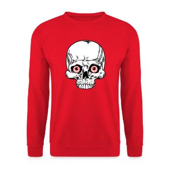 Skull skeleton with red eye balls - Unisex Sweatshirt - red - Front - Alina (178cm) & Michal (187cm)