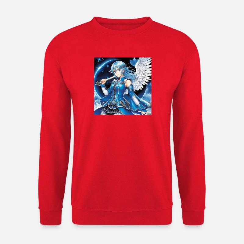 Blauer Engelsritter mit Schwert - Unisex Pullover - Rot