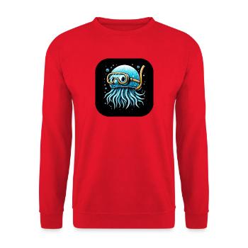 Pieuvre avec des lunettes de plongée Bande dessinée - Sweat-shirt Unisexe - rouge - Devant - Alina (178cm) & Michal (187cm)