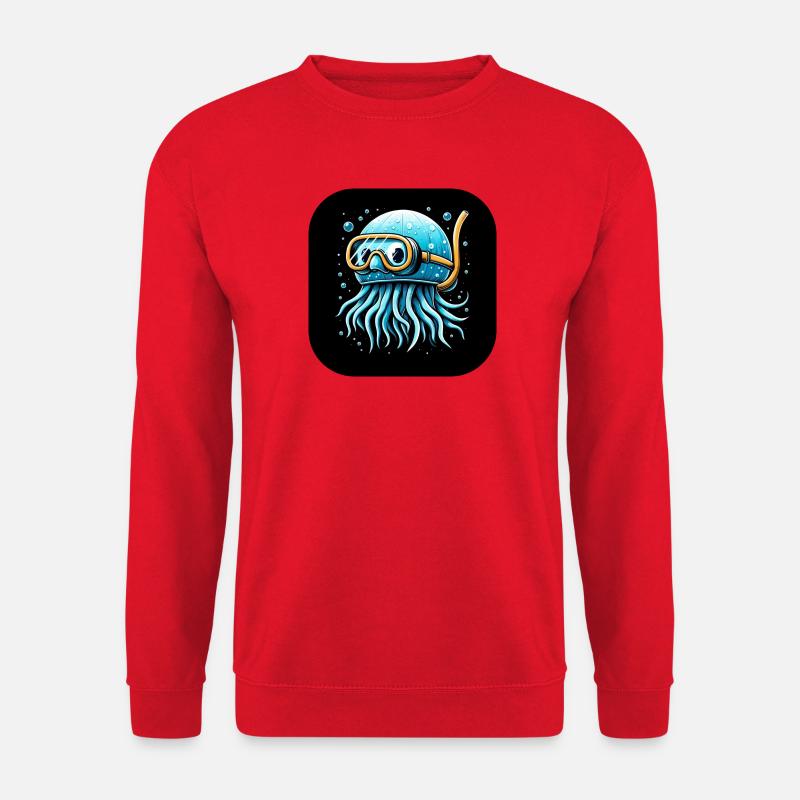 Krake mit Taucherbrille Comic - Unisex Pullover - Rot