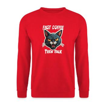 First Coffee then Talk - Unisex Pullover - Rot - Vorne - Alina (178cm) & Michal (187cm)