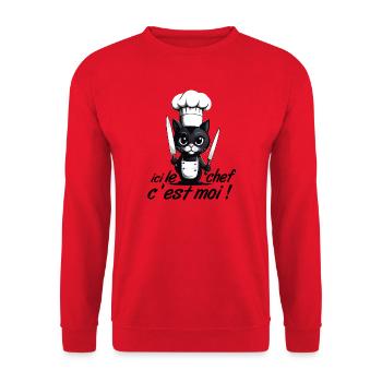 I'm the chef here! Cat Humor Chef Kitchen - Unisex Sweatshirt - red - Front - Alina (178cm) & Michal (187cm)