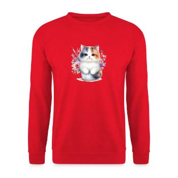 Cute Cat - Unisex Sweatshirt - red - Front - Alina (178cm) & Michal (187cm)