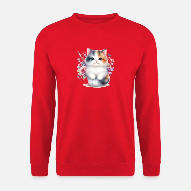 Cute Cat - Unisex Sweatshirt - red