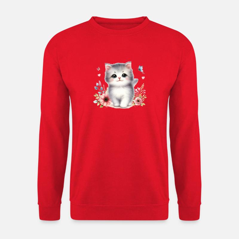 Cute Cat - Unisex Sweatshirt - red