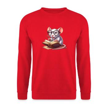 Leseratte mit Brille - Unisex Pullover - Rot - Vorne - Alina (178cm) & Michal (187cm)