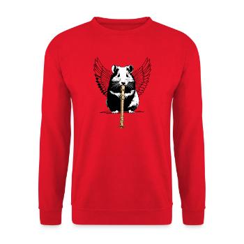 Hamster with wings and flute - Unisex Sweatshirt - red - Front - Alina (178cm) & Michal (187cm)
