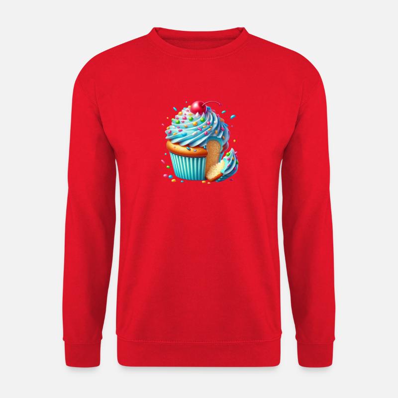Blauer Cupcake mit bunten Streuseln - Unisex Pullover - Rot
