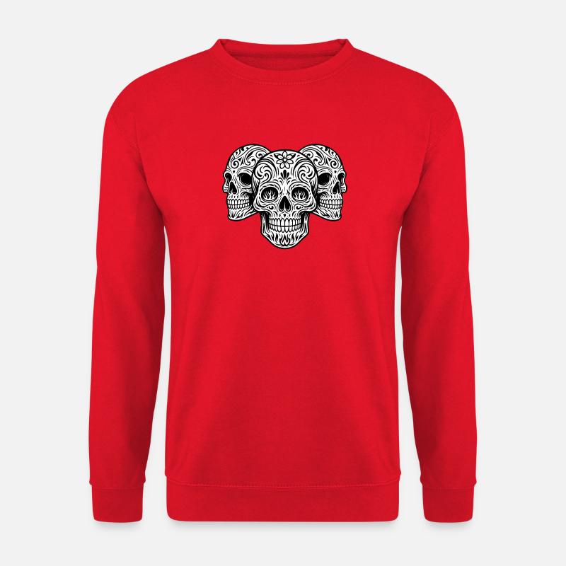 Ornamentale dreiteilige Schädel - Unisex Pullover - Rot