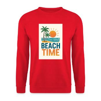 Beach Time - Palmen - Unisex Pullover - Rot - Vorne - Alina (178cm) & Michal (187cm)