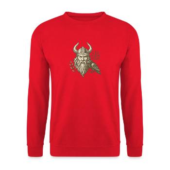 Viking barbu avec corbeau style runique - Sweat-shirt Unisexe - rouge - Devant - Alina (178cm) & Michal (187cm)