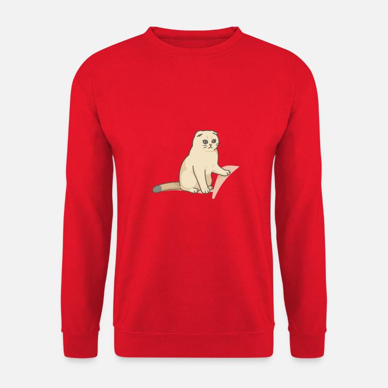 Cute Cat with a Melancholic Expression - Unisex Sweatshirt - red