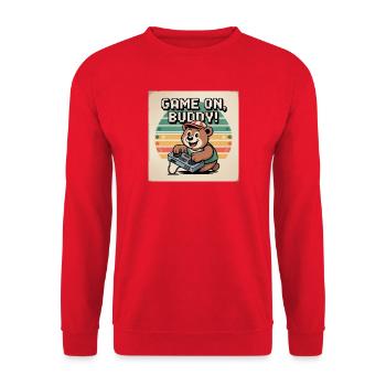 Mignon Teddy Bear Player sur T-shirt - Sweat-shirt Unisexe - rouge - Devant - Alina (178cm) & Michal (187cm)
