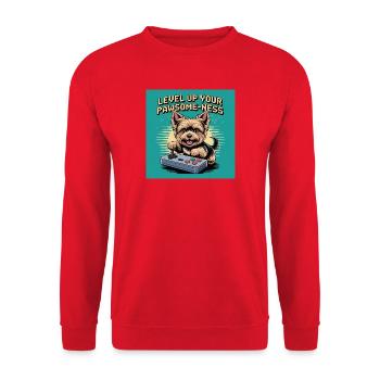 Chien de jeu mignon avec motif rétro - Sweat-shirt Unisexe - rouge - Devant - Alina (178cm) & Michal (187cm)