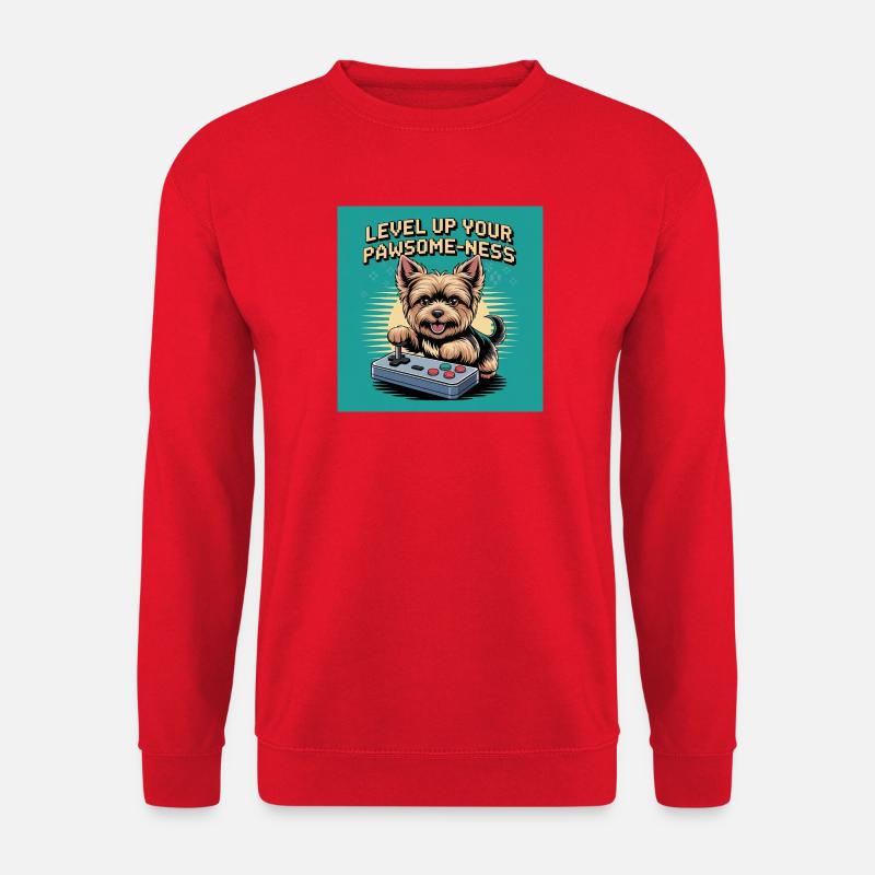 Niedlicher Gaming Hund mit Retro Motiv - Unisex Pullover - Rot