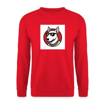 Bull terrier cool avec lunettes de soleil et chaîne en or - Sweat-shirt Unisexe - rouge - Devant - Alina (178cm) & Michal (187cm)