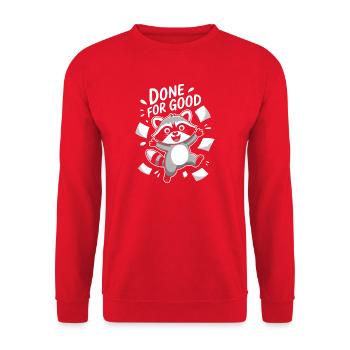 Cheerful Raccoon with Motivational Message - Unisex Sweatshirt - red - Front - Alina (178cm) & Michal (187cm)