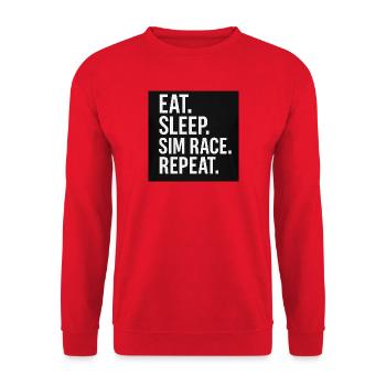 MANGER. DORMIR. COURSE À LA CARTE SIM. RÉPÉTER - Sweat-shirt Unisexe - rouge - Devant - Alina (178cm) & Michal (187cm)