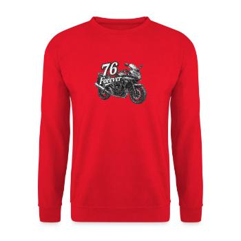 Moto 76 Forever White Black - Unisex Sweatshirt - red - Front - Alina (178cm) & Michal (187cm)