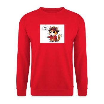 Chat Pirate Costume Illustration - Sweat-shirt Unisexe - rouge - Devant - Alina (178cm) & Michal (187cm)