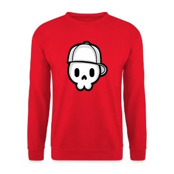Crâne ludique avec illustration de casquette - Sweat-shirt Unisexe - rouge - Devant - Alina (178cm) & Michal (187cm)